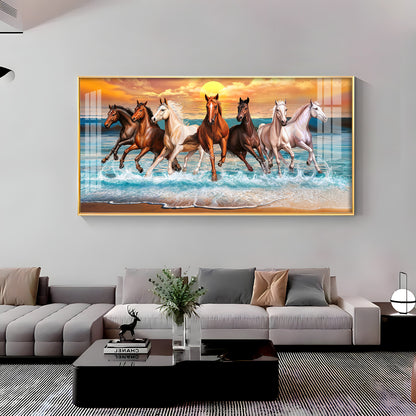 Vastu 7 Running Horses Premium Acrylic Horizontal Wall Art