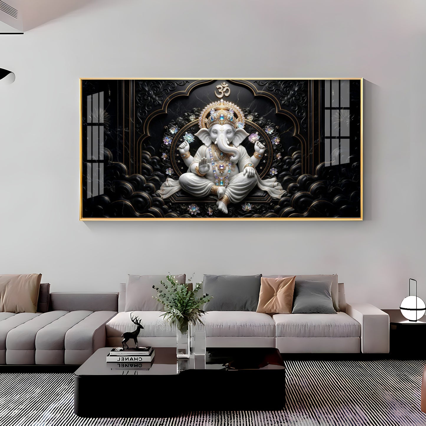 Lord Ganesha With Ornate Jewelry Premium Acrylic Horizontal Wall Art
