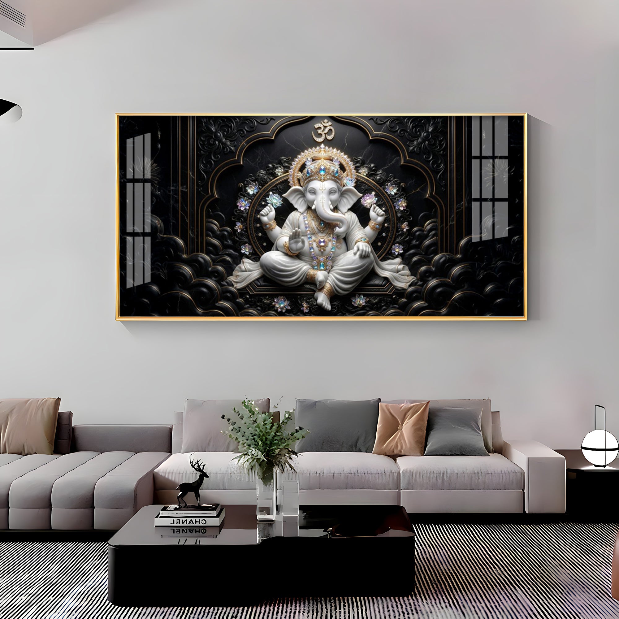 Lord Ganesha With Ornate Jewelry Premium Acrylic Horizontal Wall Art