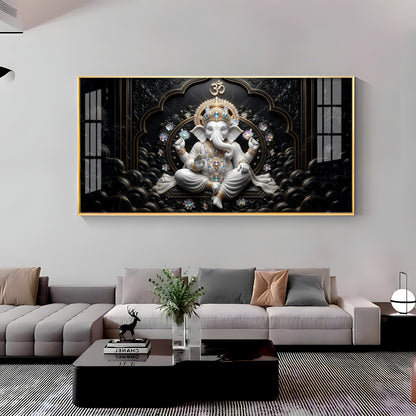 Lord Ganesha With Ornate Jewelry Premium Acrylic Horizontal Wall Art