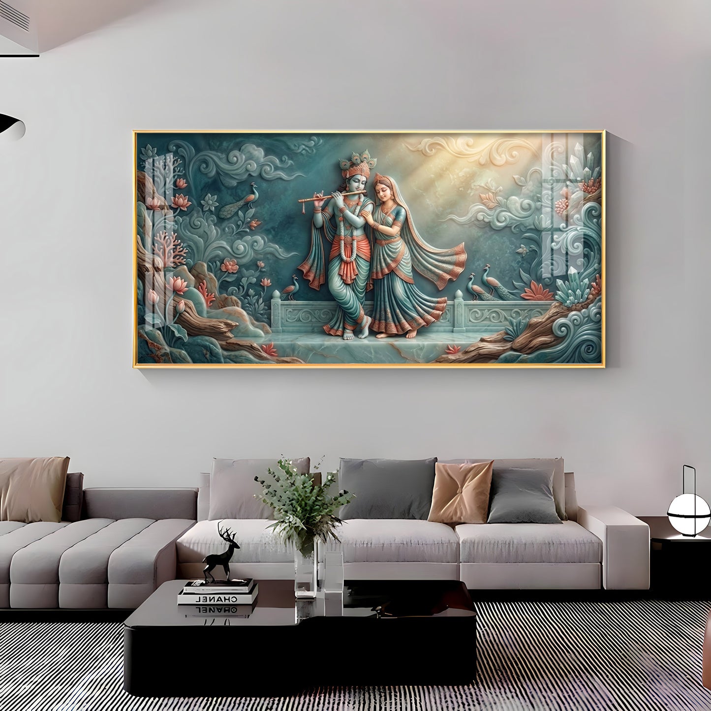 Hindu Deities Goddess Radha & Krishna Premium Acrylic Horizontal Wall Art