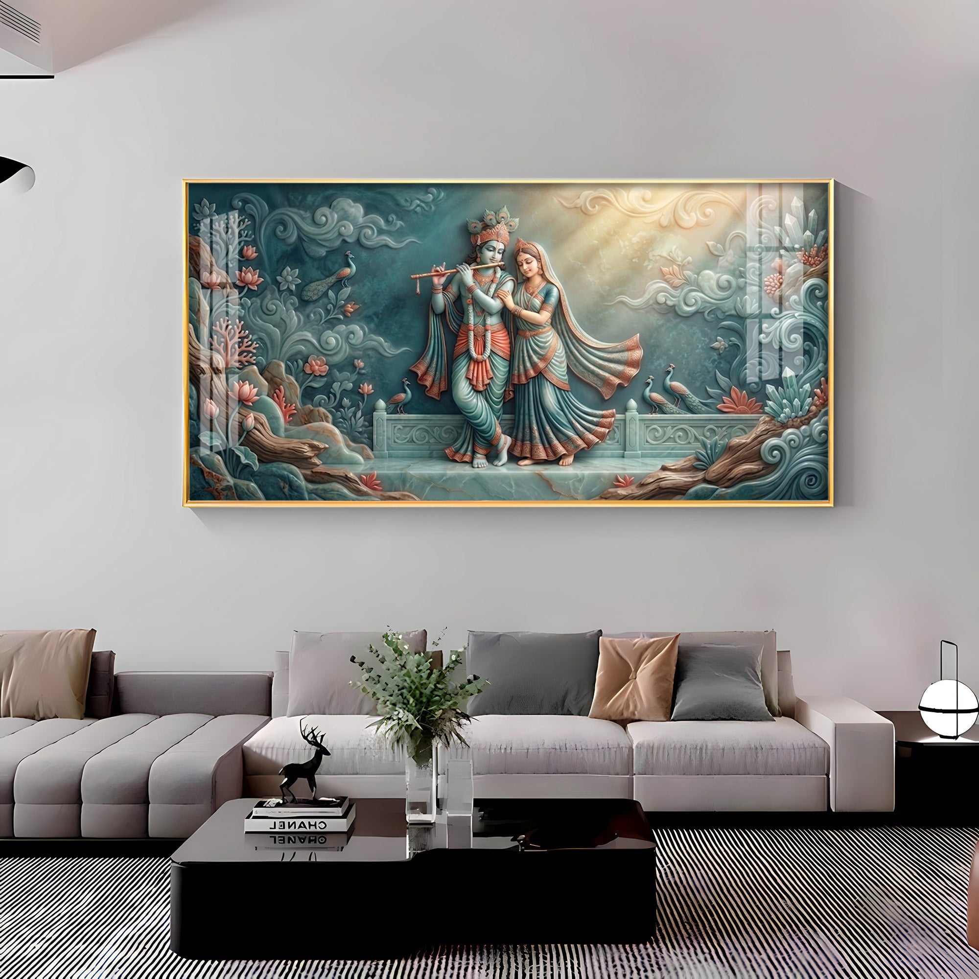 Hindu Deities Goddess Radha & Krishna Premium Acrylic Horizontal Wall Art