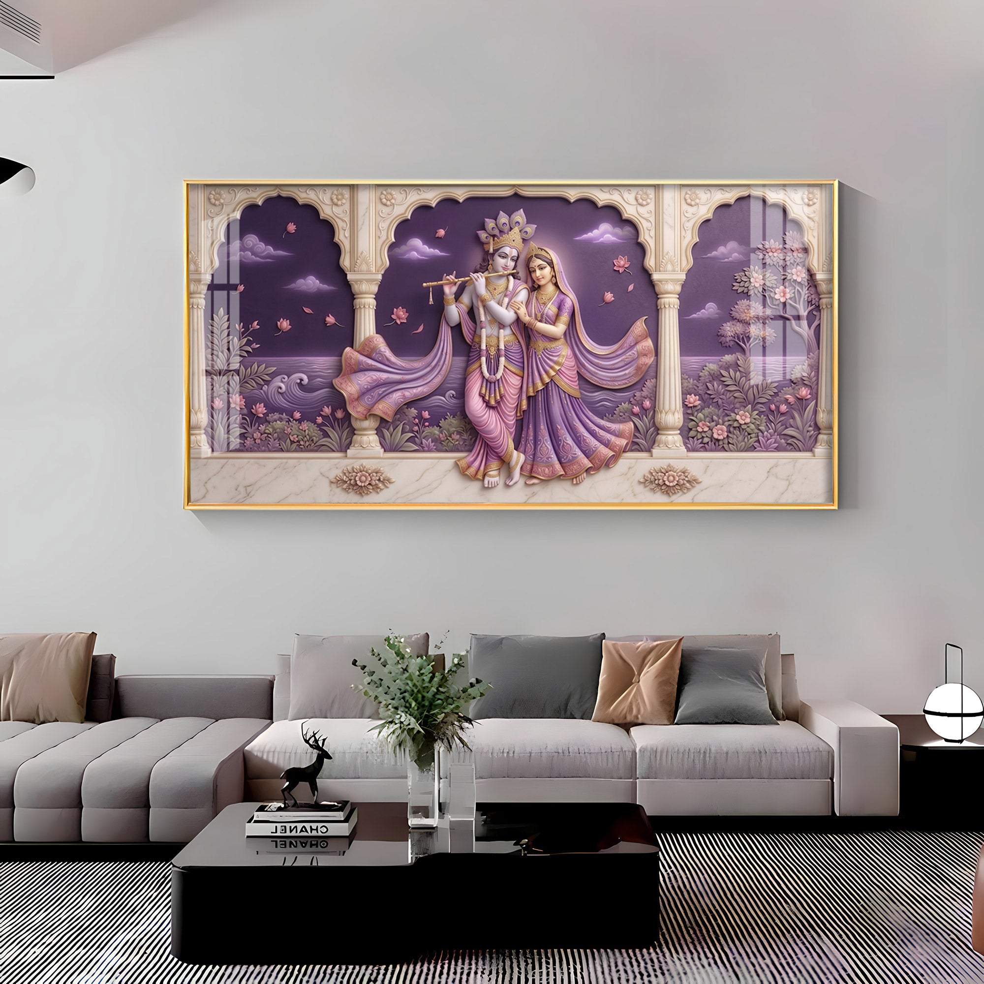 Radha Krishna Swaroop Premium Acrylic Horizontal Wall Art