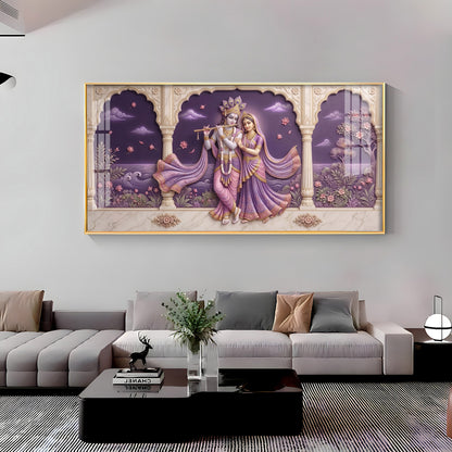 Radha Krishna Swaroop Premium Acrylic Horizontal Wall Art