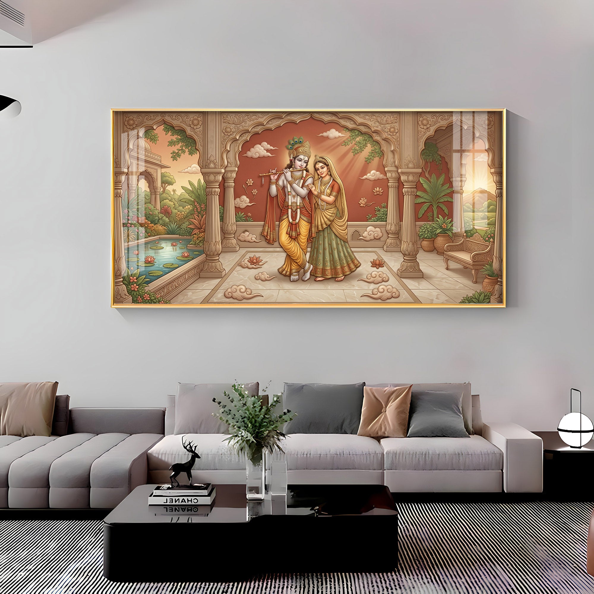 Divine Eternal Love Of Radha Krishna Premium Acrylic Horizontal Wall Art