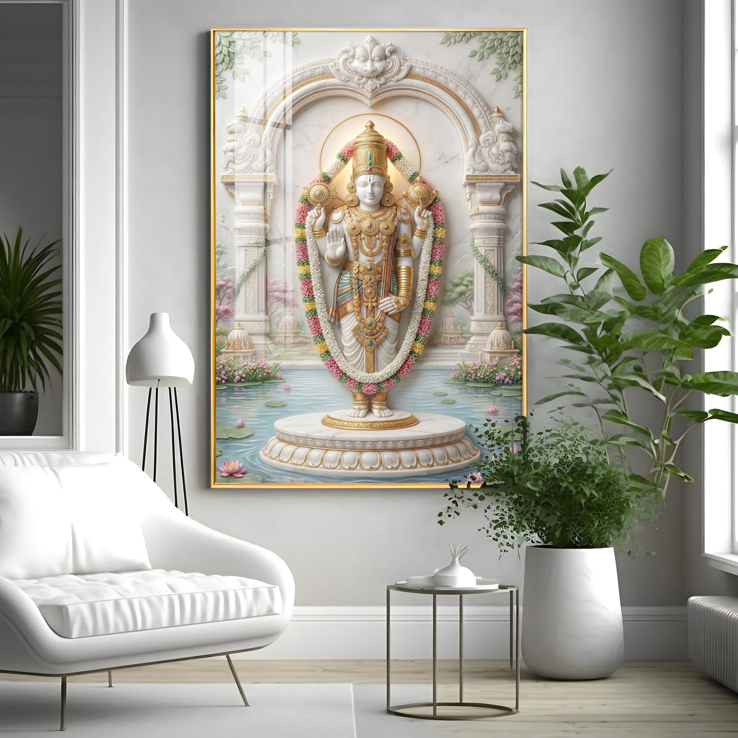 Hindu God Venkateswara Premium Acrylic Vertical Wall Art