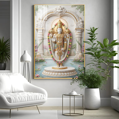Hindu God Venkateswara Premium Acrylic Vertical Wall Art