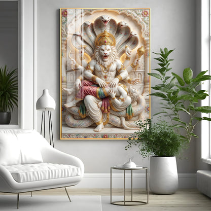 Divine Narasimha Premium Acrylic Vertical Wall Art
