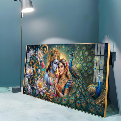 Shri Radhe Krishna Bhagwan Premium Acrylic Horizontal Wall Art