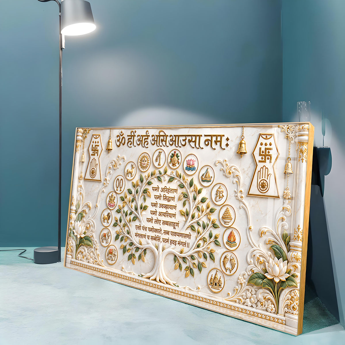 Jain Navkar Mantra Premium Acrylic Horizontal Wall Art