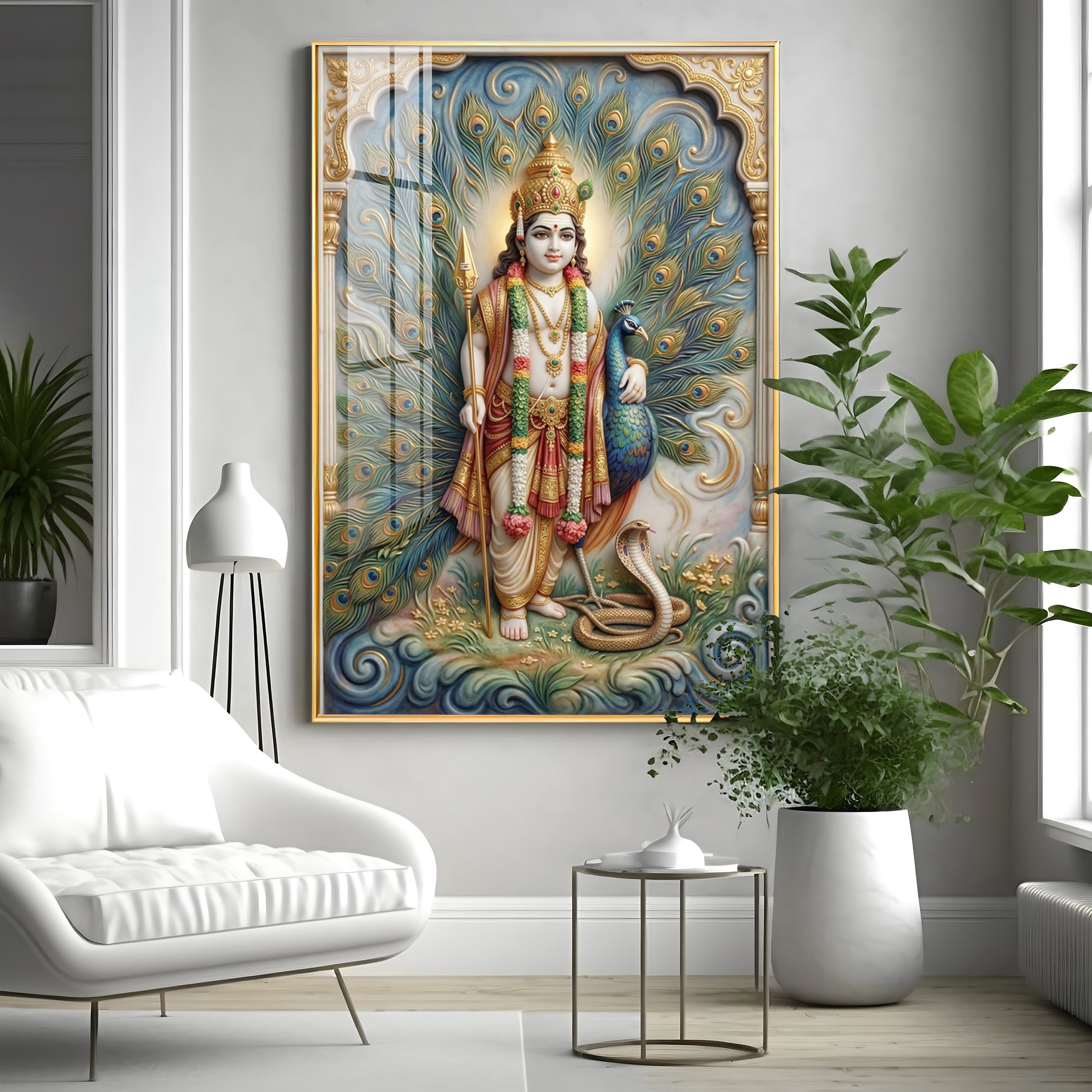 Hindu deity Lord Murugan Premium Acrylic Vertical Wall Art