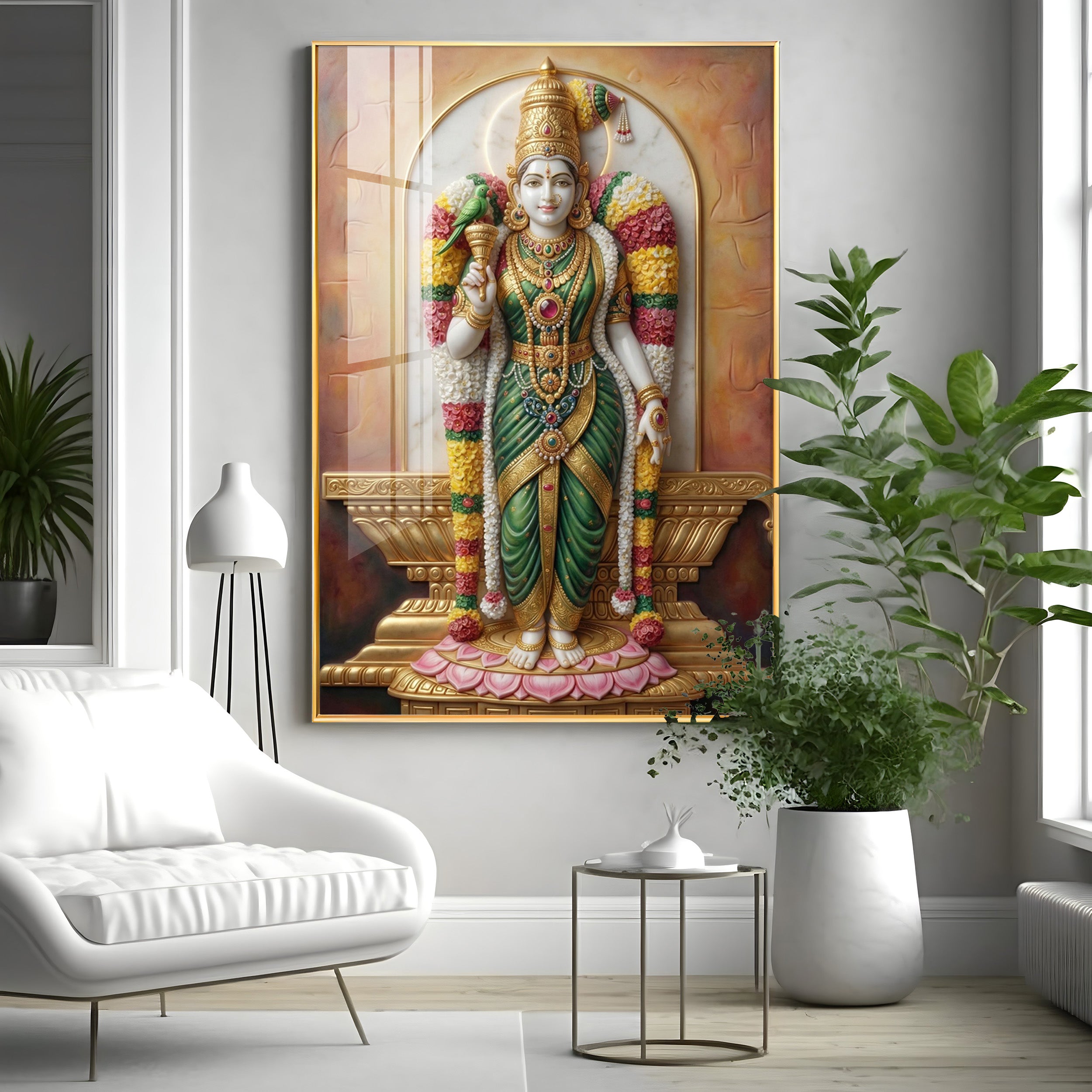 Divine Goddess Meenakshi Amman Premium Acrylic Vertical Wall Art