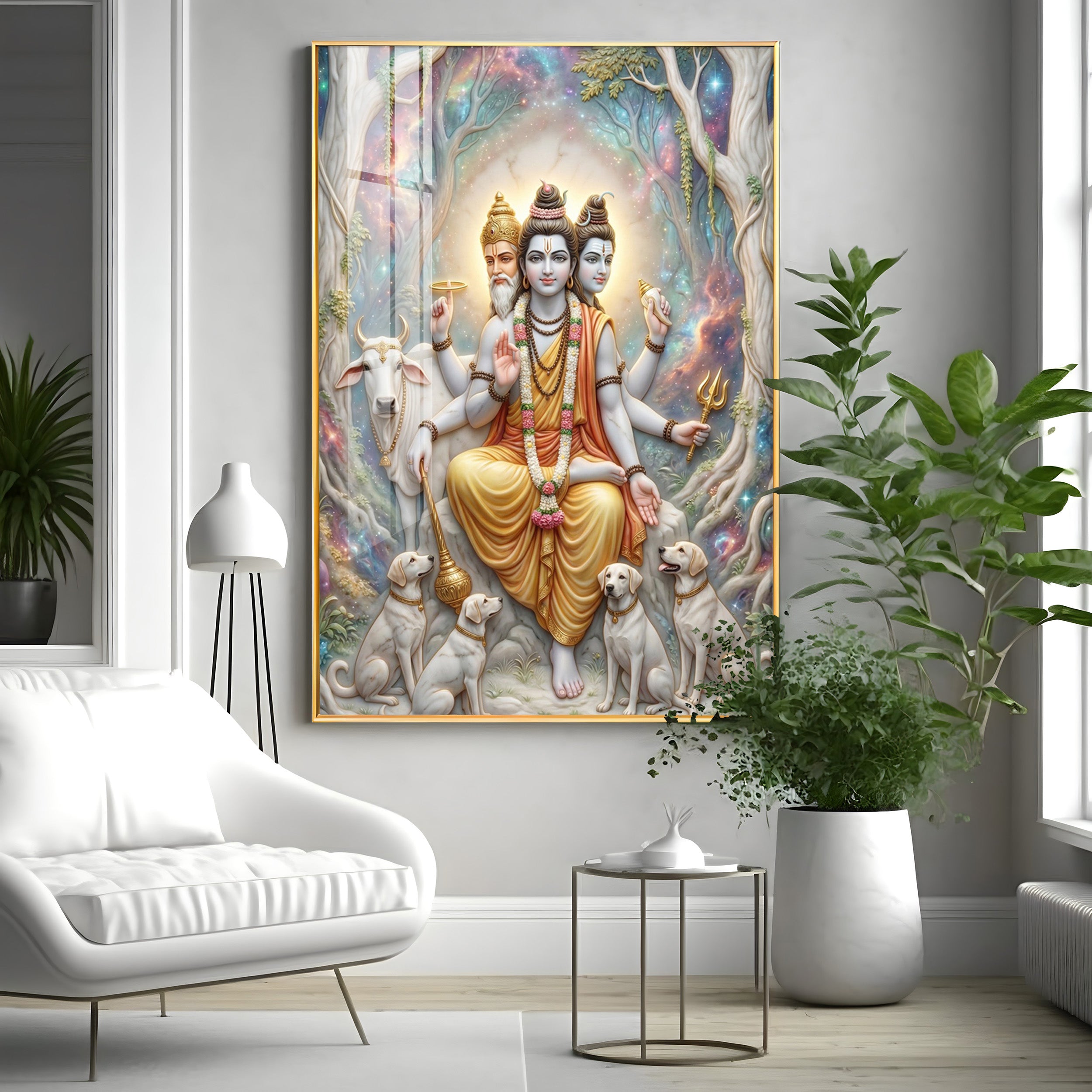 Hindu Deity Dattatreya Premium Acrylic Vertical Wall Art