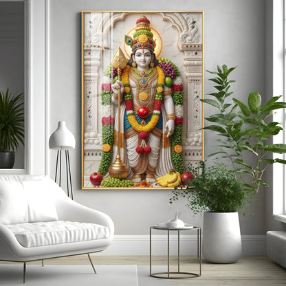 Deity Lord Murugan Premium Acrylic Vertical Wall Art
