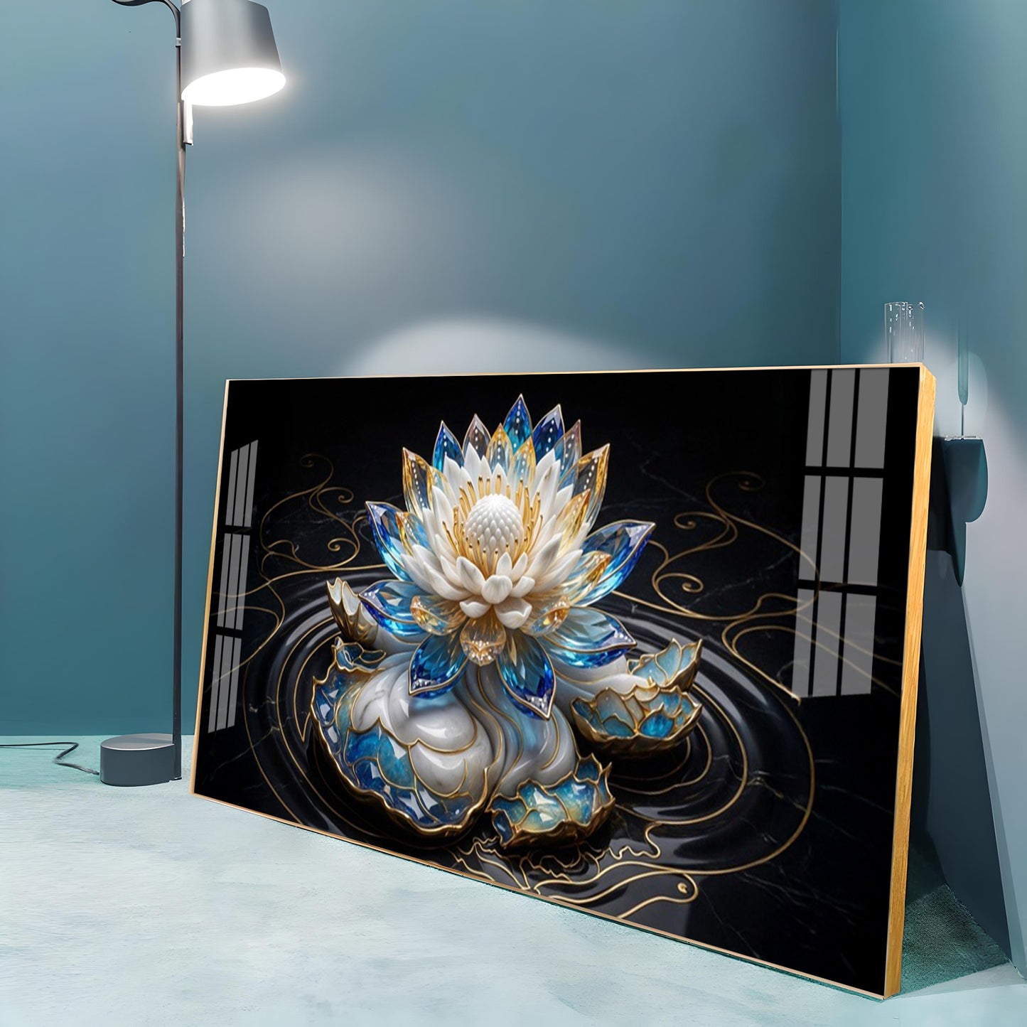 White Lotus Premium Acrylic Horizontal Wall Art