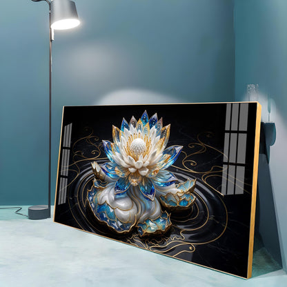 White Lotus Premium Acrylic Horizontal Wall Art