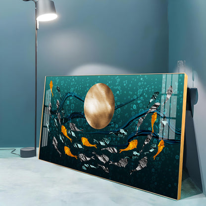Golden Koi Fish Premium Acrylic Horizontal Wall Art