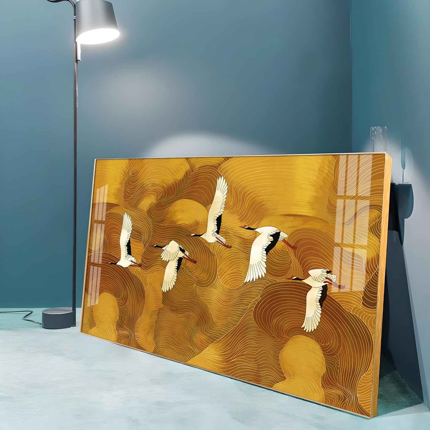 Flying Crane Birds Premium Acrylic Horizontal Wall Art