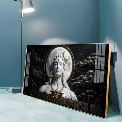 Divine Lord Shiva With Dark Clouds Premium Acrylic Horizontal Wall Art