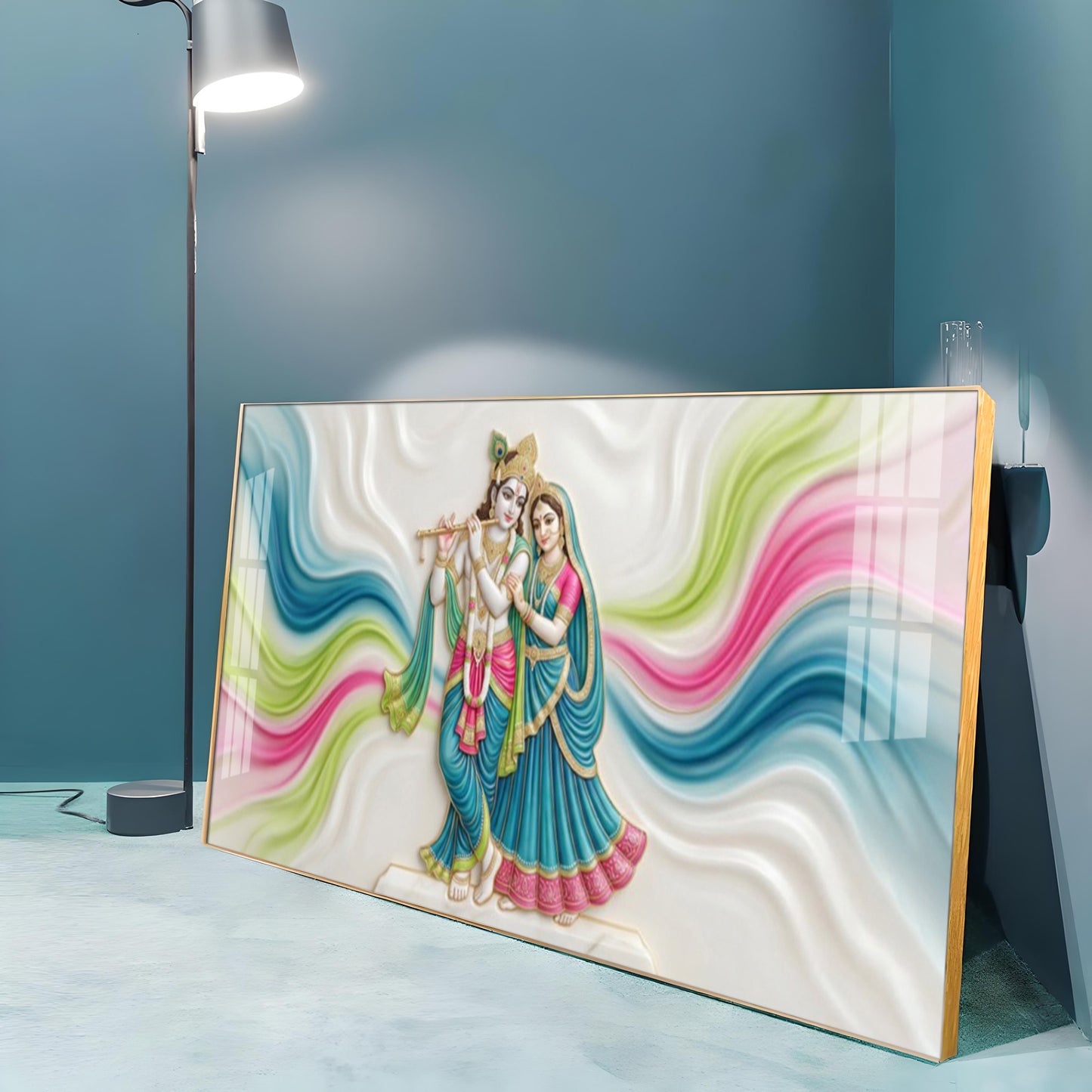 Vibrant Colors Radha Krishna Premium Acrylic Horizontal Wall Art