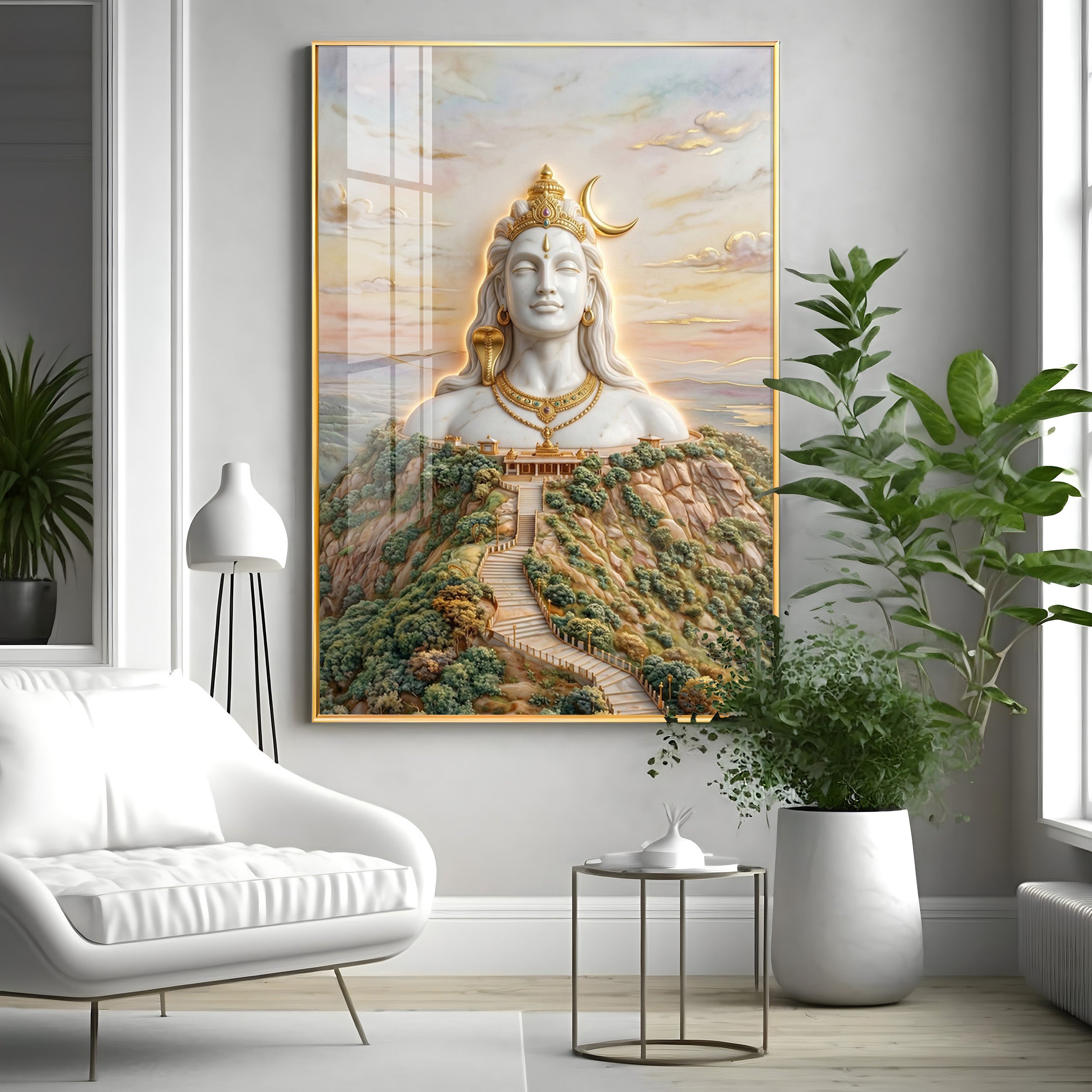 Depiction of Lord Shiva Premium Acrylic Vertical Wall Art