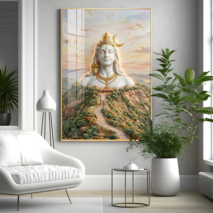 Depiction of Lord Shiva Premium Acrylic Vertical Wall Art
