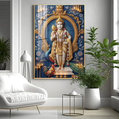 Hindu Lord Murugan Premium Acrylic Vertical Wall Art