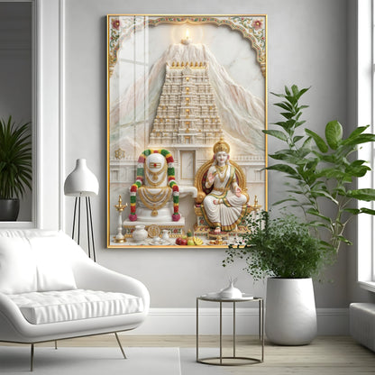 Shivalingam and Goddess Parvati Premium Acrylic Vertical Wall Art