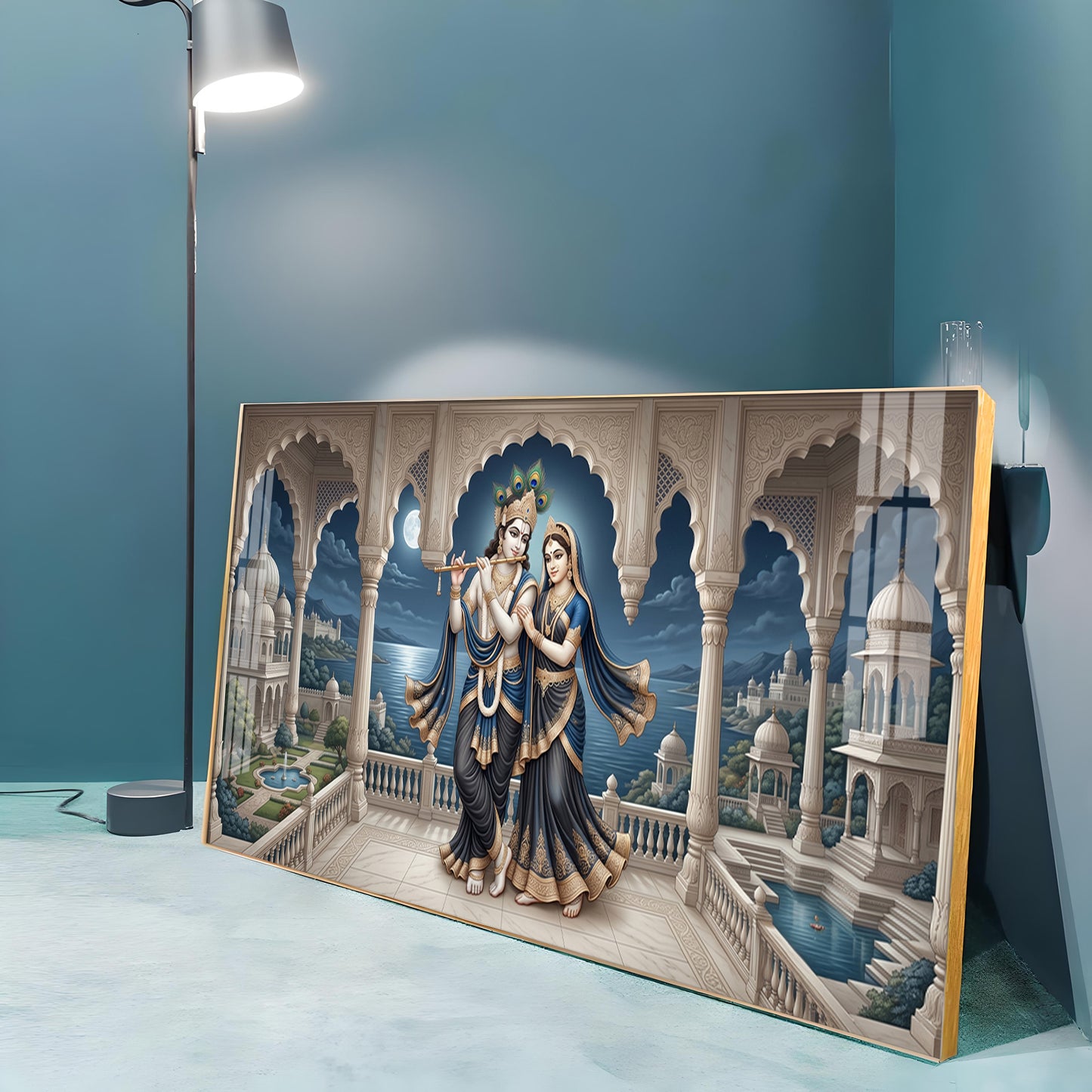 Devotional Lord Radha Krishna Premium Acrylic Horizontal Wall Art