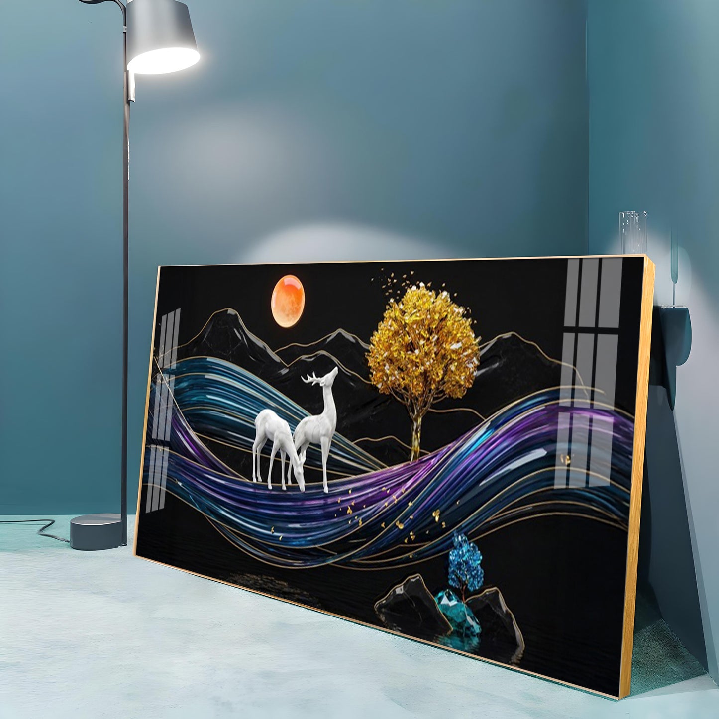 Tidal Deer Harmony Premium Acrylic Horizontal Wall Art