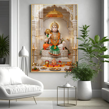 Hindu Deity Hanuman Premium Acrylic Vertical Wall Art