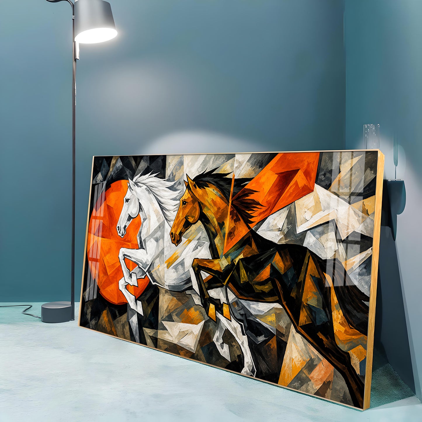 Abstract Running Horses Premium Acrylic Horizontal Wall Art