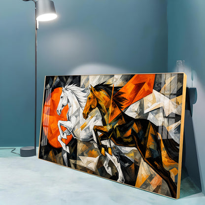 Abstract Running Horses Premium Acrylic Horizontal Wall Art
