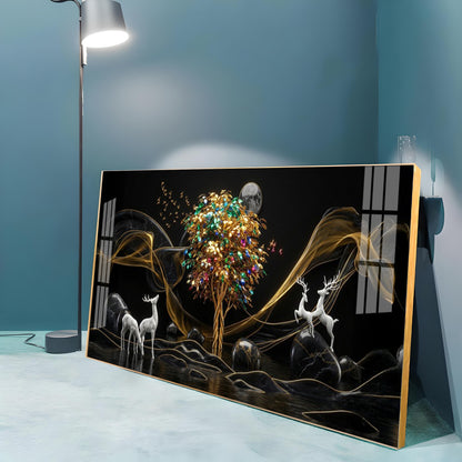 Deer & Bird Oasis Premium Acrylic Horizontal Wall Art