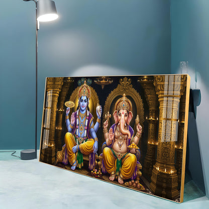 Lord Vishanu & Ganesh Ji Premium Acrylic Horizontal Wall Art