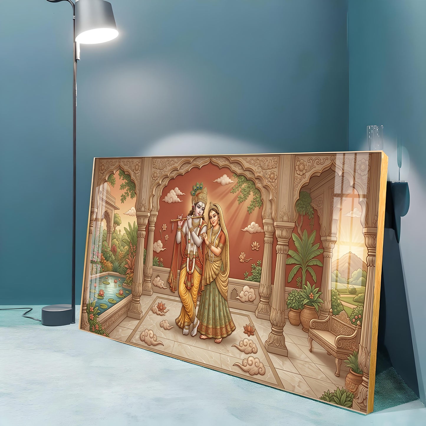 Divine Eternal Love Of Radha Krishna Premium Acrylic Horizontal Wall Art