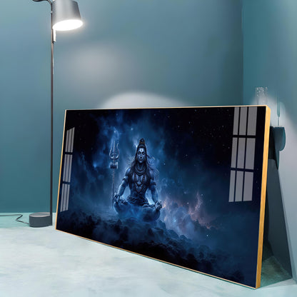 Lord Mahadev In A Deep Meditation Premium Acrylic Horizontal Wall Art