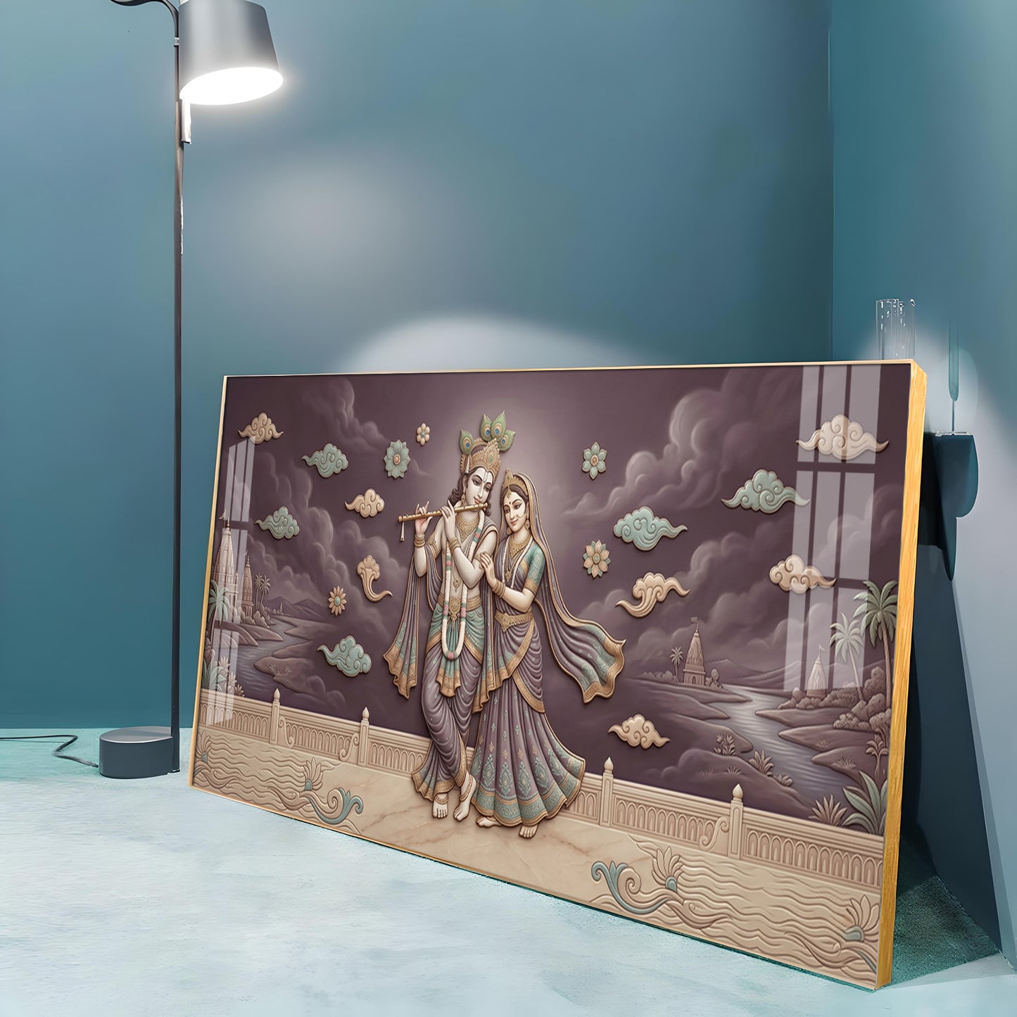 Hindu Deities Radha Krishna Premium Acrylic Horizontal Wall Art