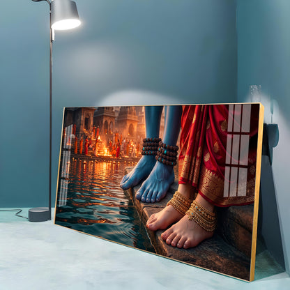 Feet Of Lord Shiva & Goddess Parvati Premium Acrylic Horizontal Wall Art