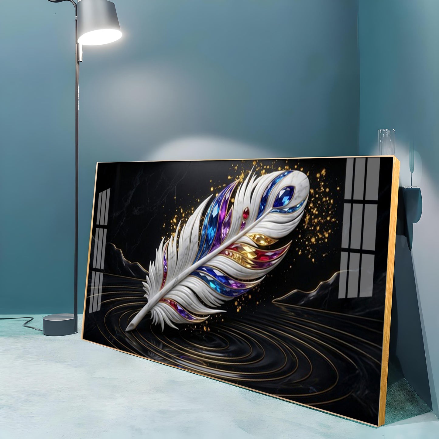Feathered Gem Delight Premium Acrylic Horizontal Wall Art