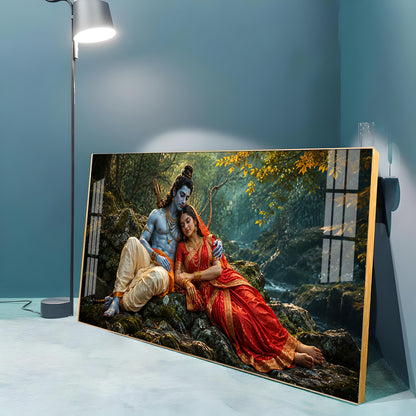 Lord Sita Ram Divine Love Premium Acrylic Horizontal Wall Art
