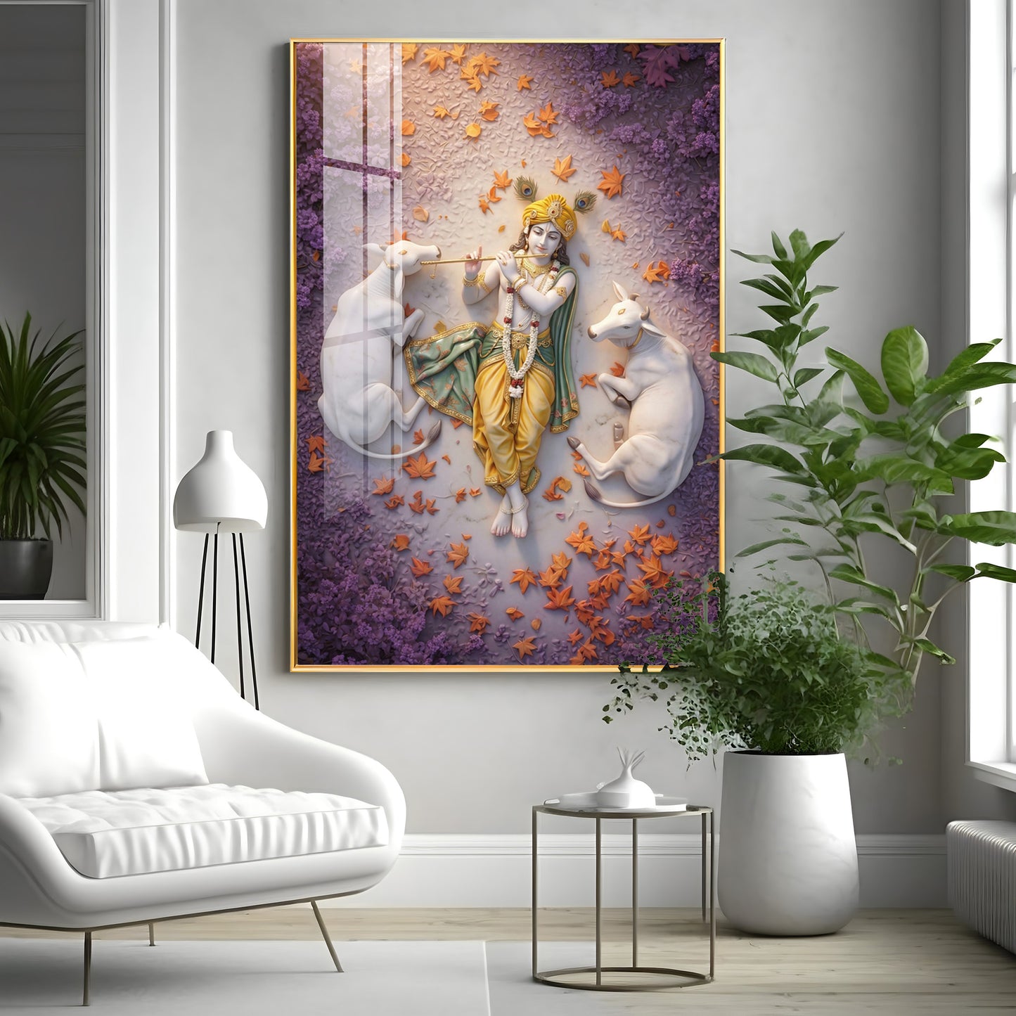 Lord Krishna Kripa Premium Acrylic Vertical Wall Art