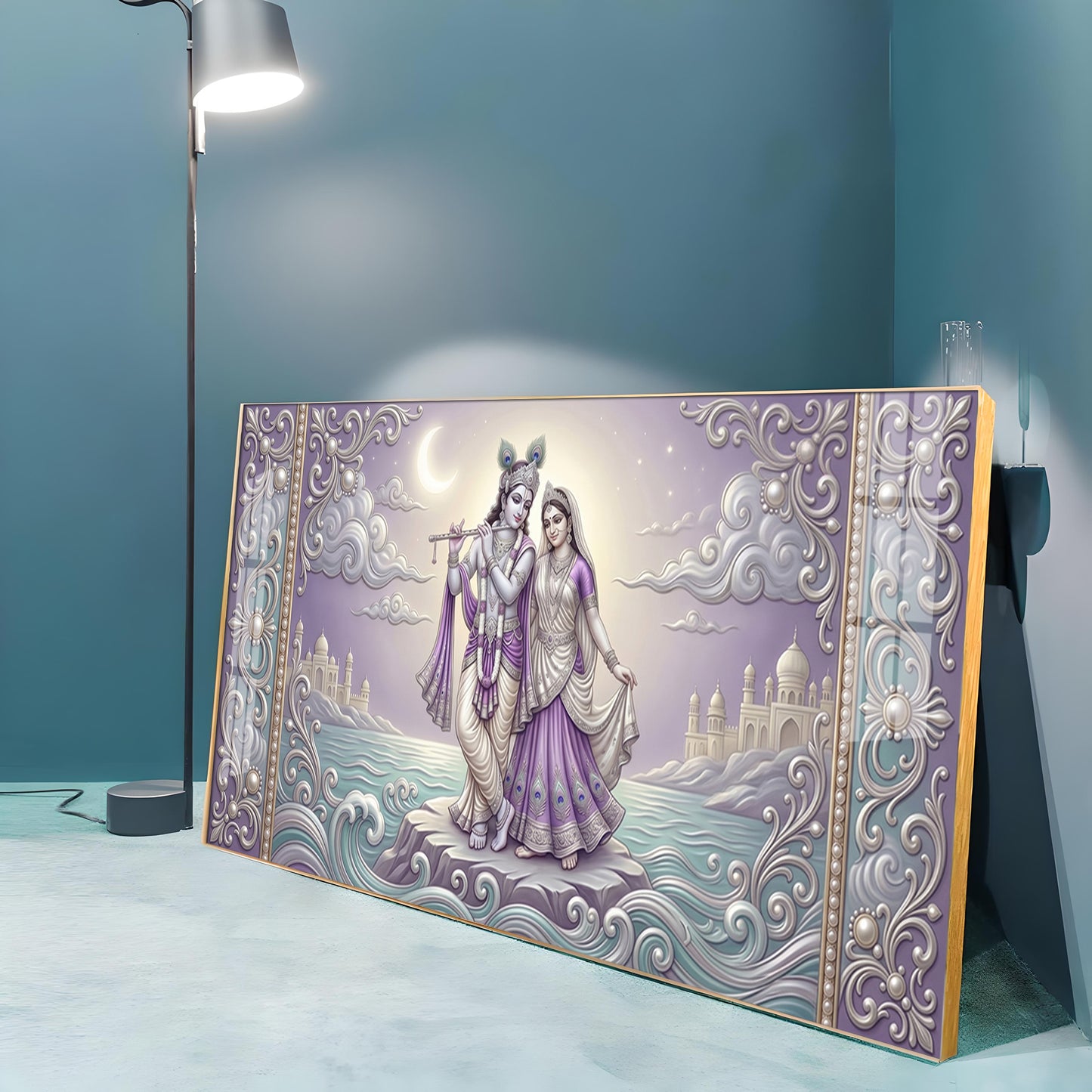Hindu God Radha Krishna Premium Acrylic Horizontal Wall Art