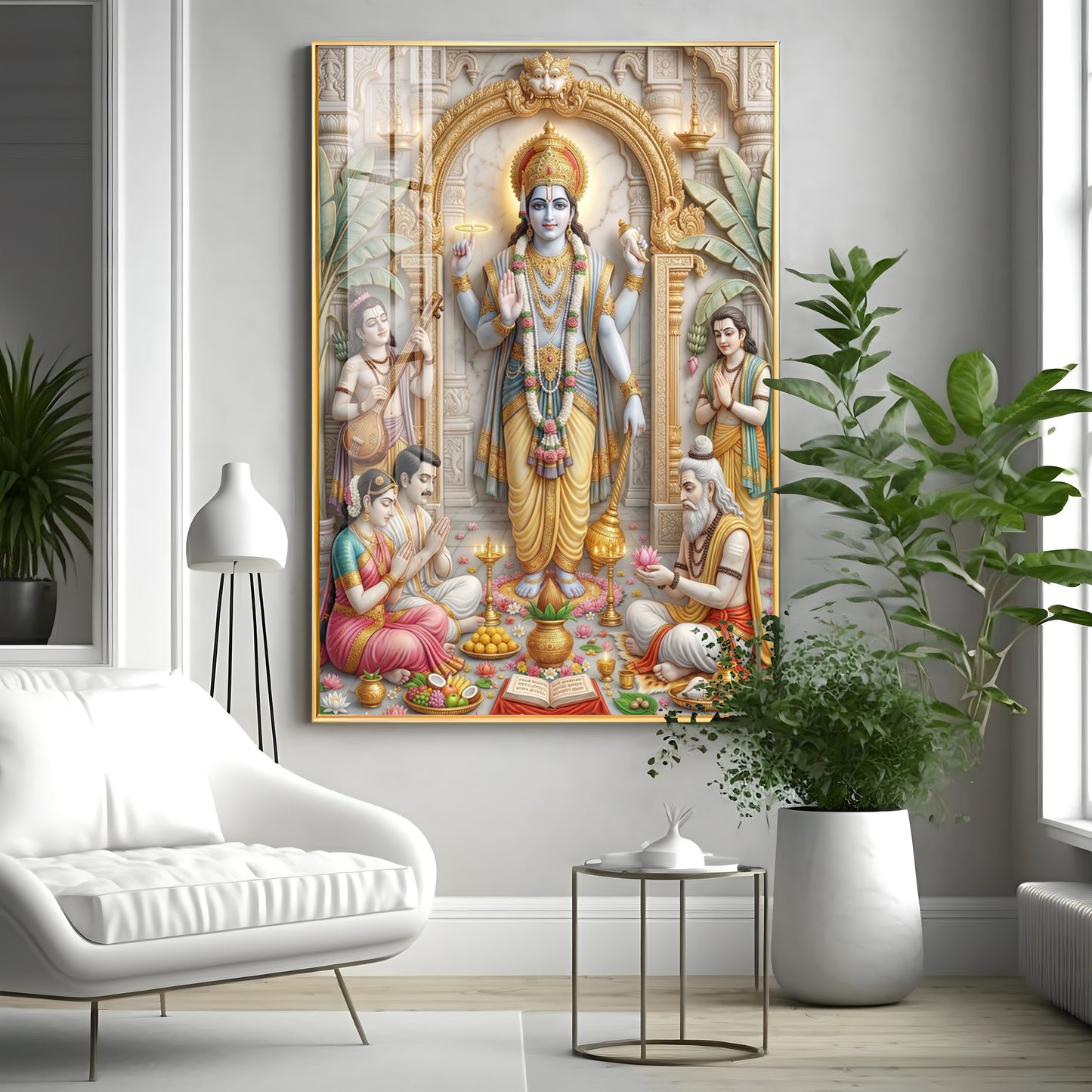 Lord Satyanarayana Premium Acrylic Vertical Wall Art