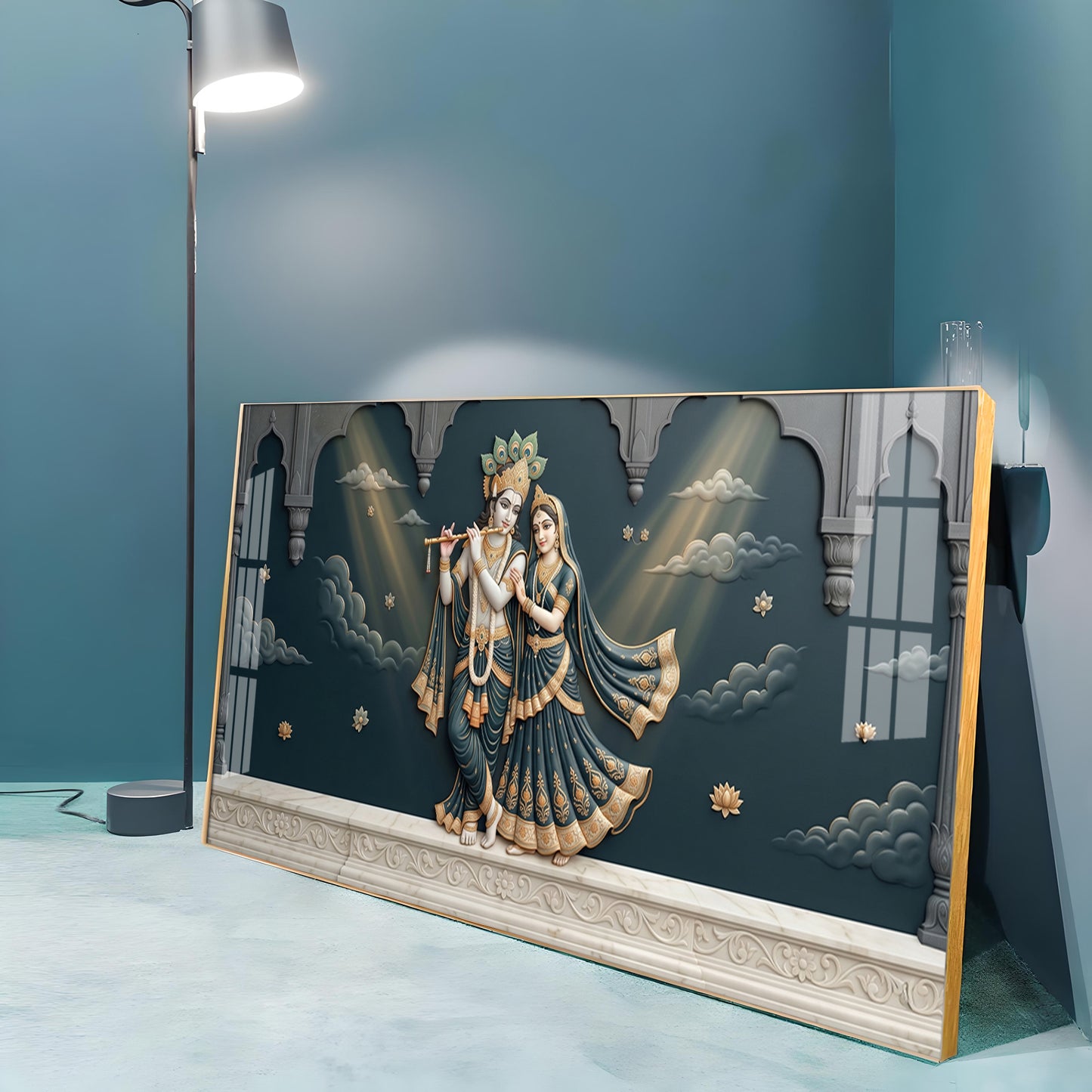 Lord Krishna & Radha Premium Acrylic Horizontal Wall Art