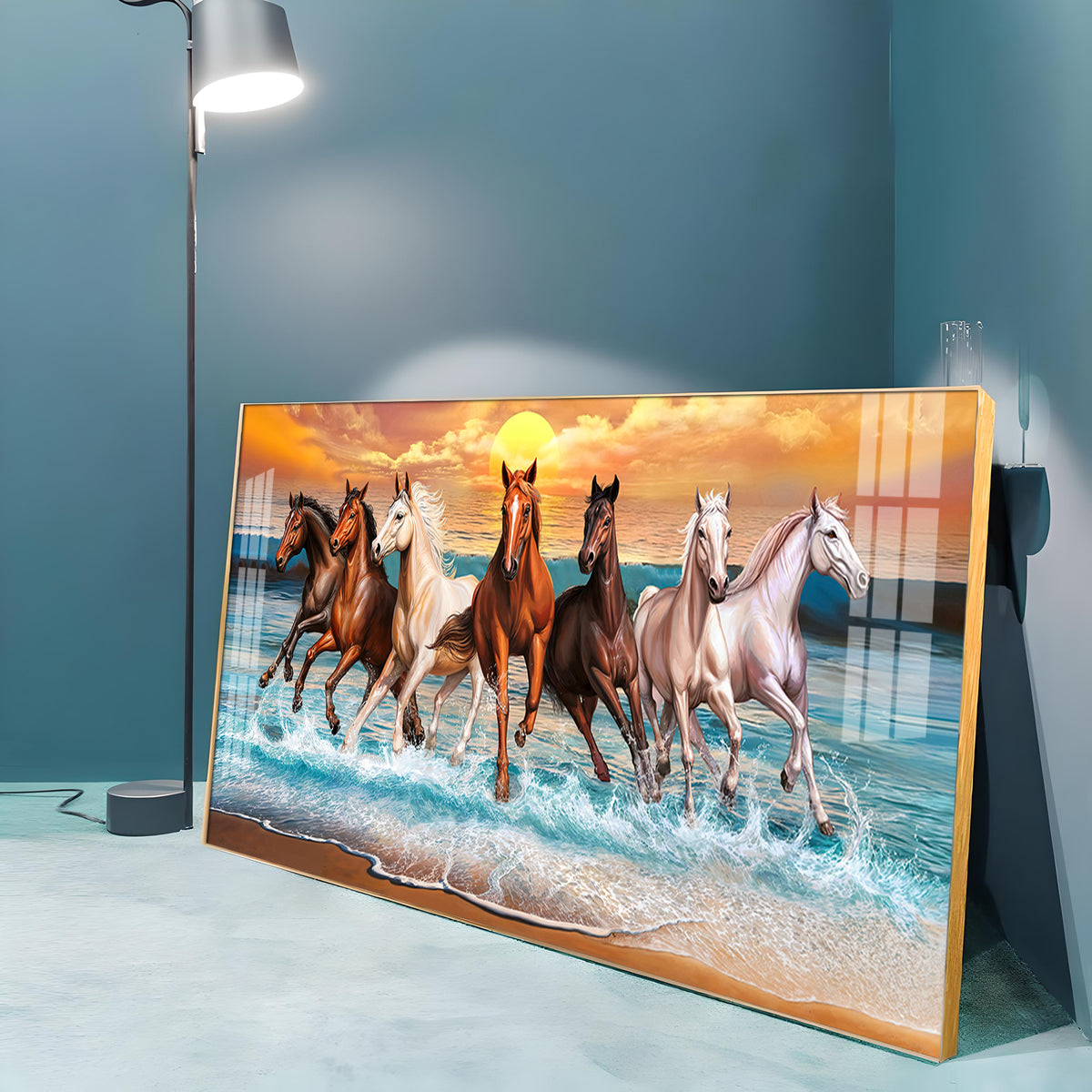 Vastu 7 Running Horses Premium Acrylic Horizontal Wall Art