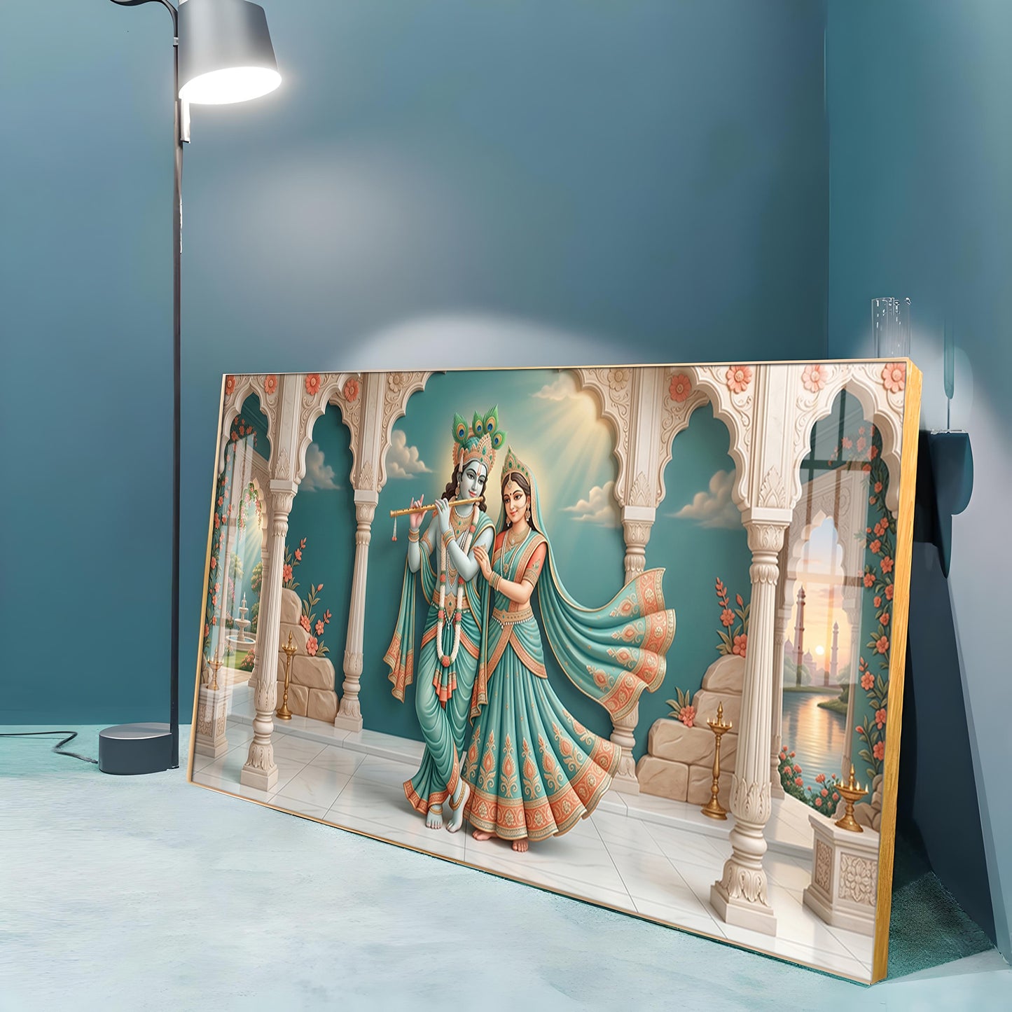 Hindu Deities Radha Krishna Premium Acrylic Horizontal Wall Art
