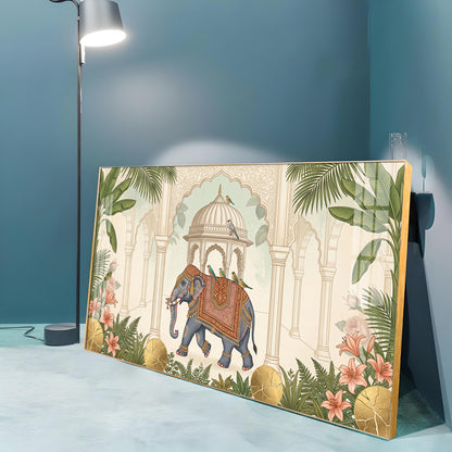 Royal Elephant in Palace Premium Acrylic Horizontal Wall Art