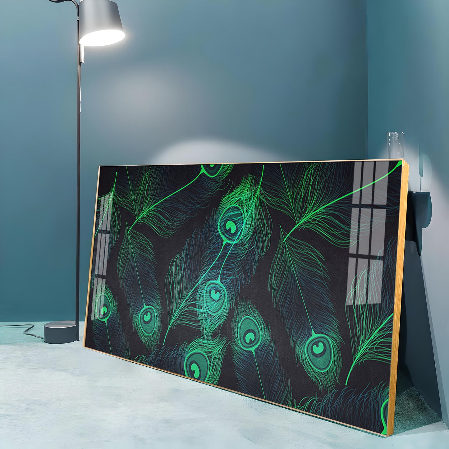 Peacock Feather Premium Acrylic Horizontal Wall Art