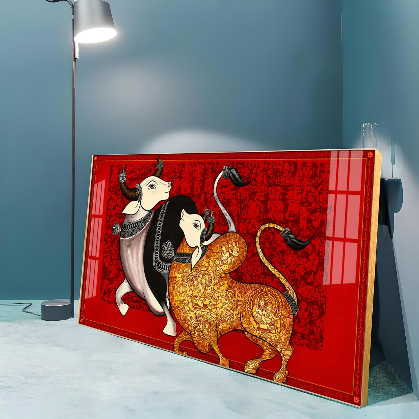 Traditional Sacred Bulls Premium Acrylic Horizontal Wall Art
